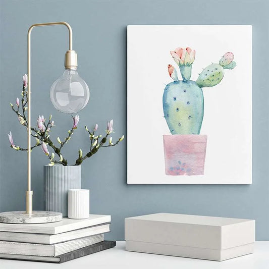 Watercolor Prickly Pear Cactus Canvas | ART-092
