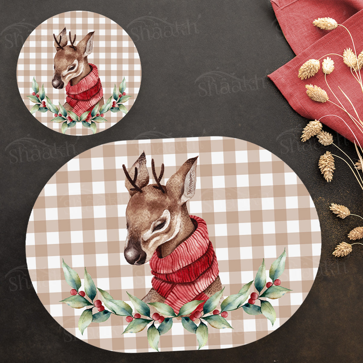 Christmas Cheer Coordinated Set | TWC 097 (8 Mats, 4 Trivets)