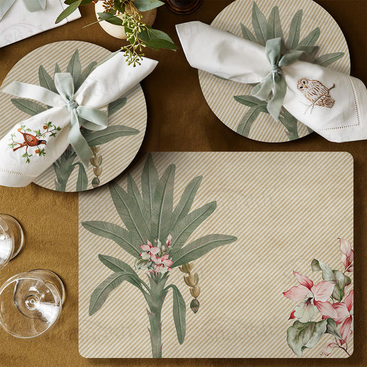 Classic Palm Coordinated Set | TWC 082 (8 Mats, 4 Trivets)