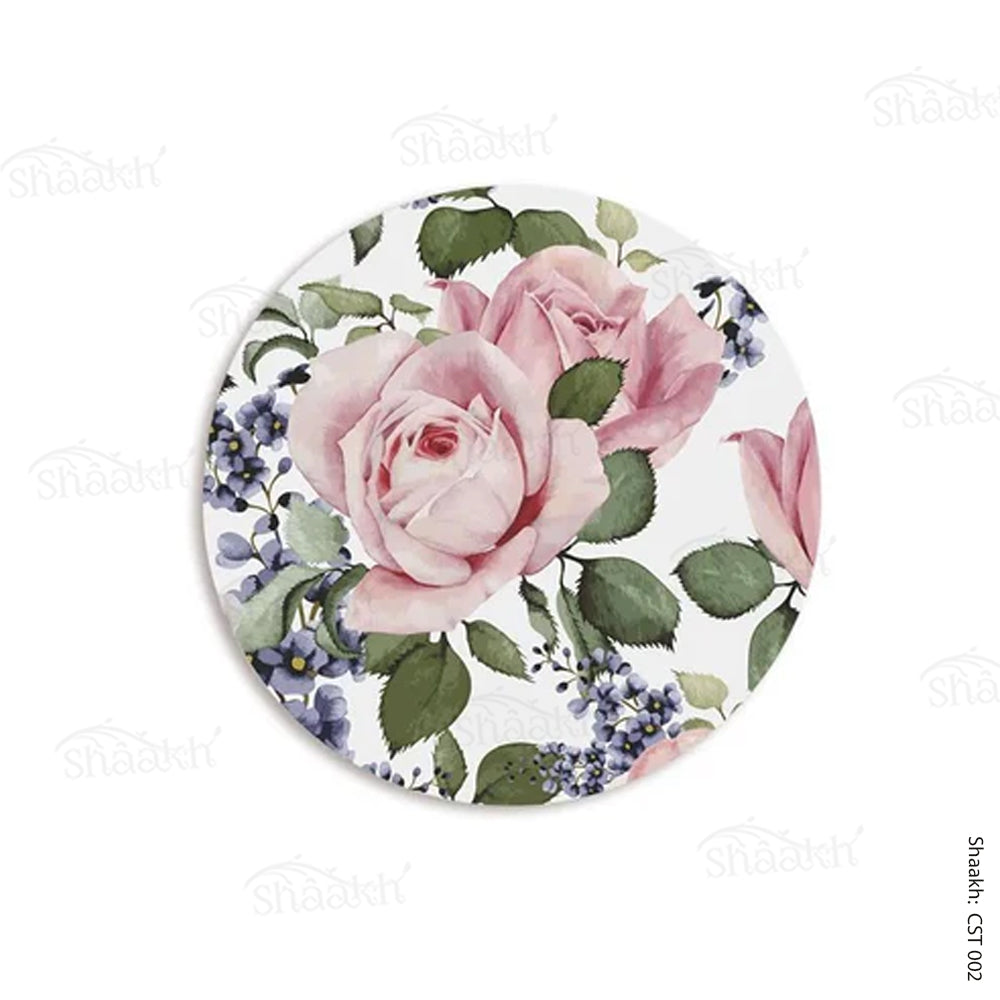 Rose buds and blue flowers Trivets | CST 002 (set of 2)