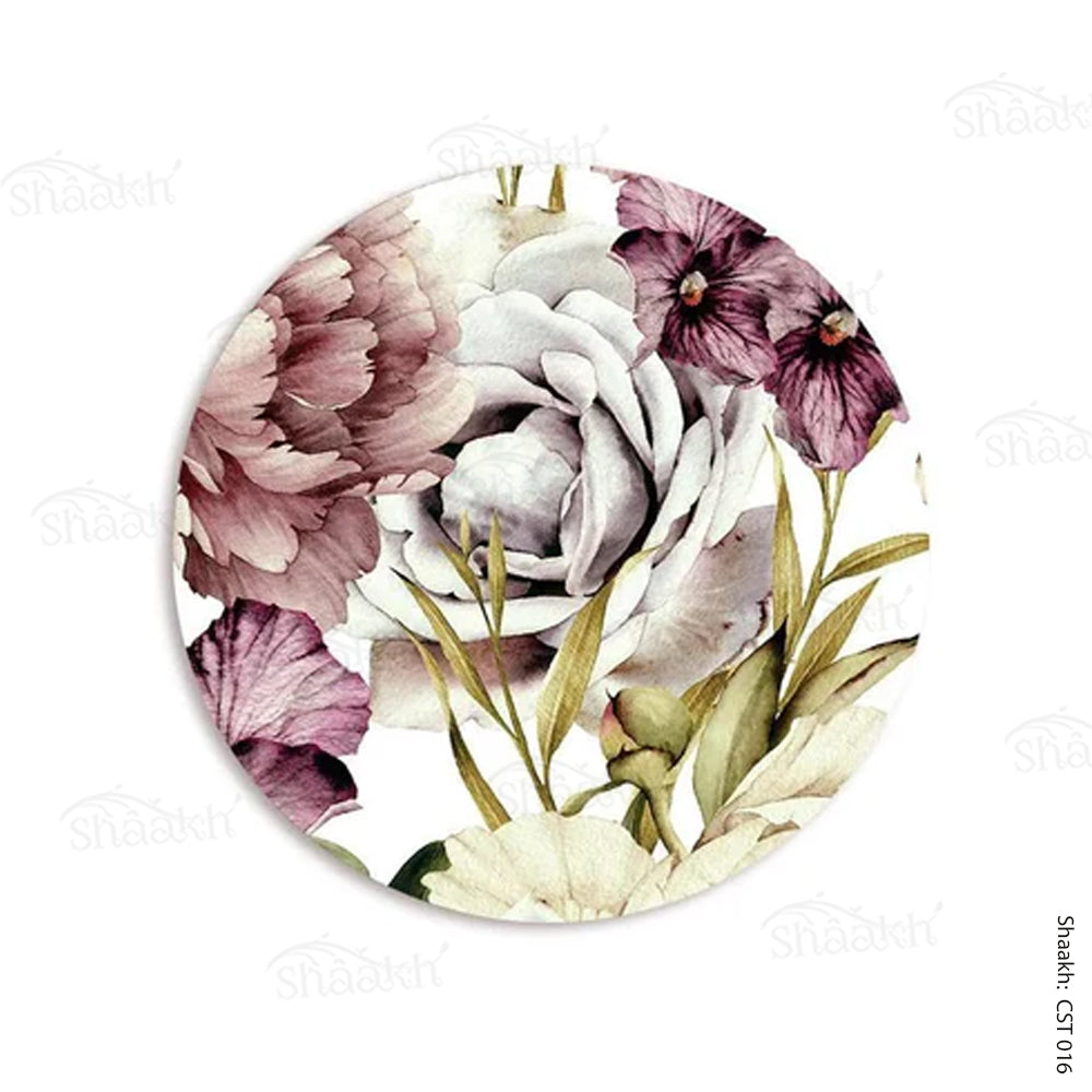 Peach and wine floral Trivets | CST 016 (set of 2)