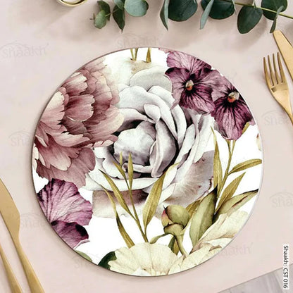 Peach and wine floral Trivets | CST 016 (set of 2)