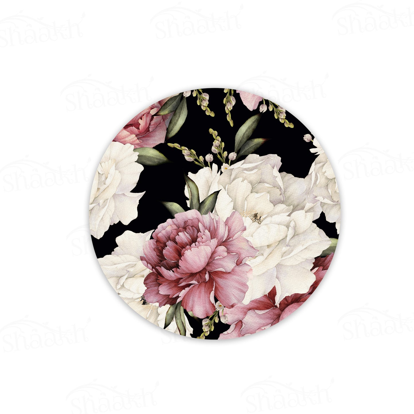 Watercolor Peonies on Dark Background Trivets | CST 007 (Set of 2)