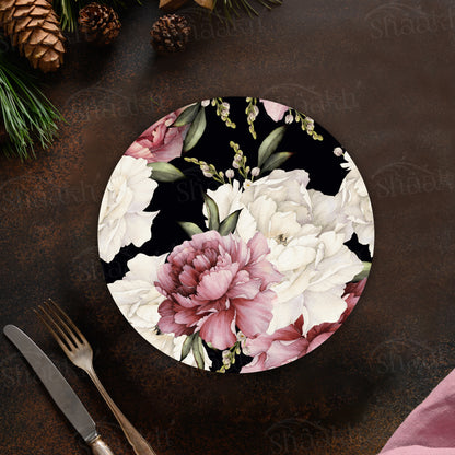 Watercolor Peonies on Dark Background Trivets | CST 007 (Set of 2)