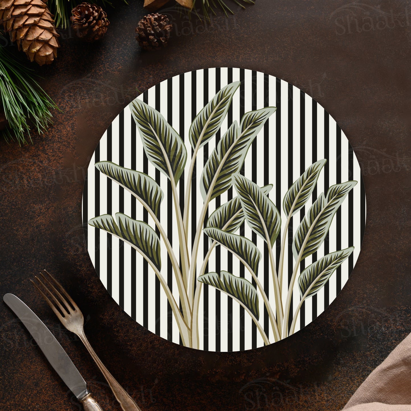 Tropical Leaf Stripes Trivets | CST 008 (Set of 2)