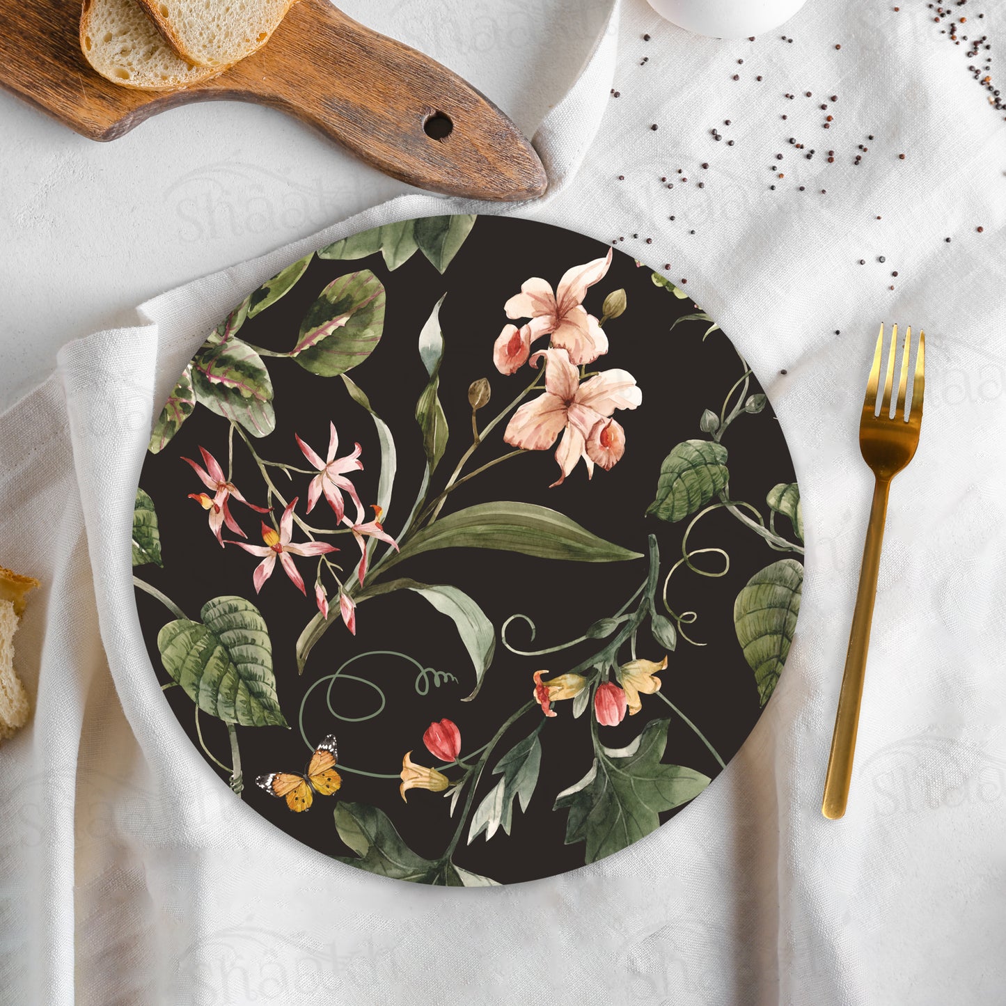 Exotic Tropical Orchids (Black) Trivets | CST 020 (Set of 2)