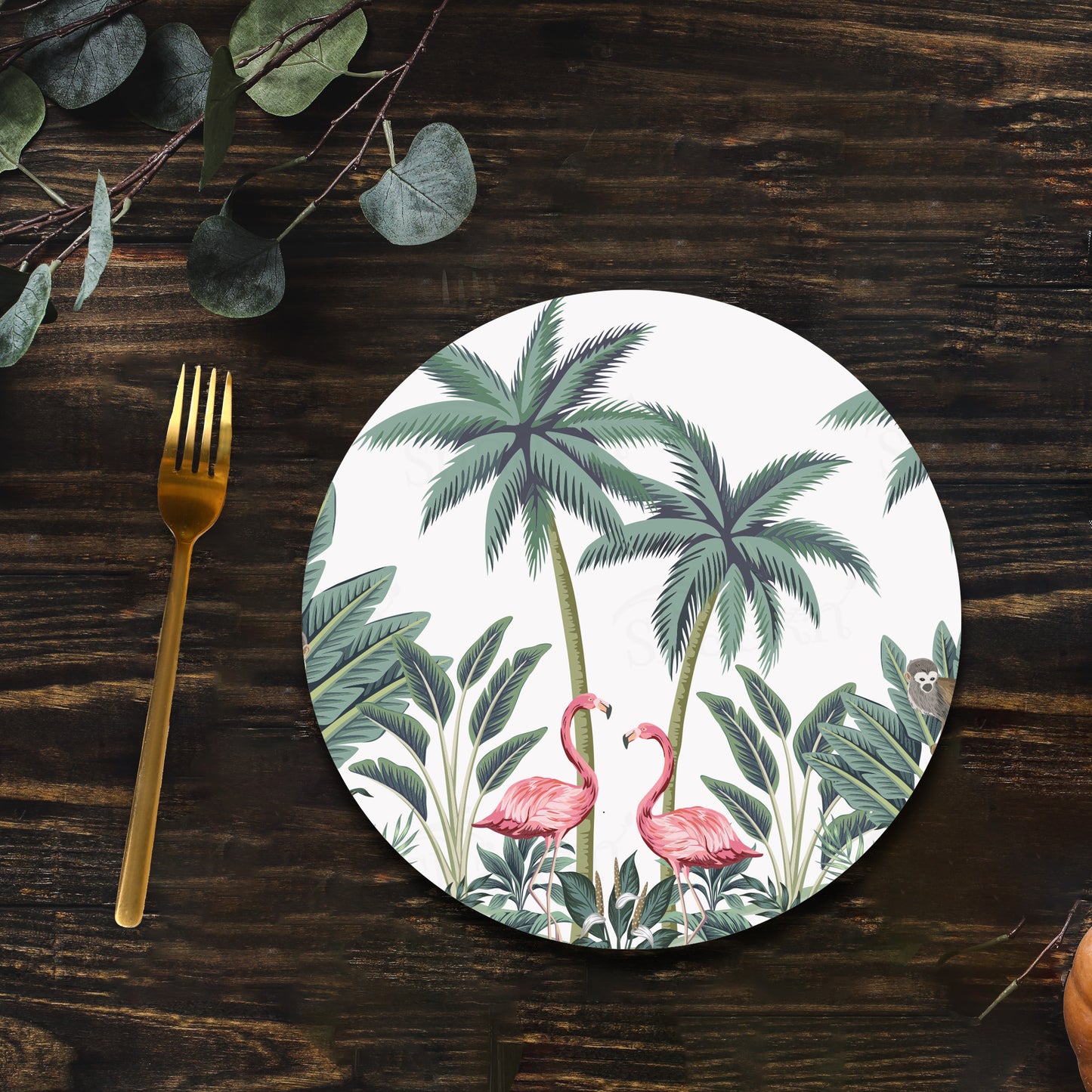 Vintage Palm Tree and Flamingo Trivets | CST 026 (Set of 2)