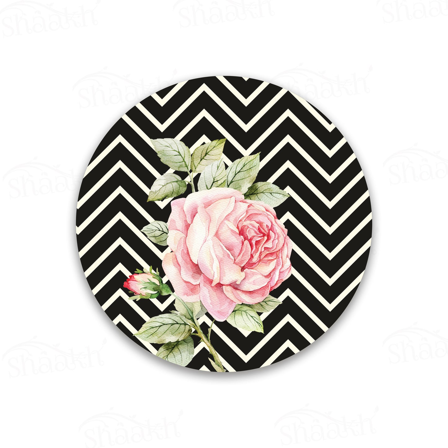 Roses on Chevron Background Trivets | CST 051 (Set of 2)