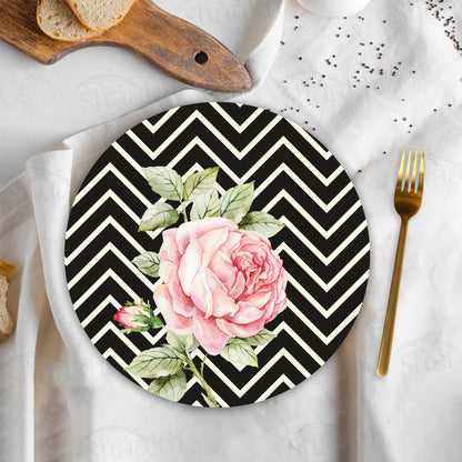 Roses on Chevron Background Trivets | CST 051 (Set of 2)
