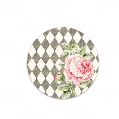 Pink Roses (Ash Grey) Trivets | CST 057 (Set of 2)
