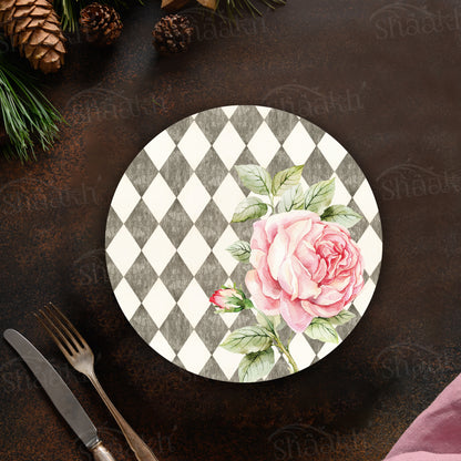 Pink Roses (Ash Grey) Trivets | CST 057 (Set of 2)