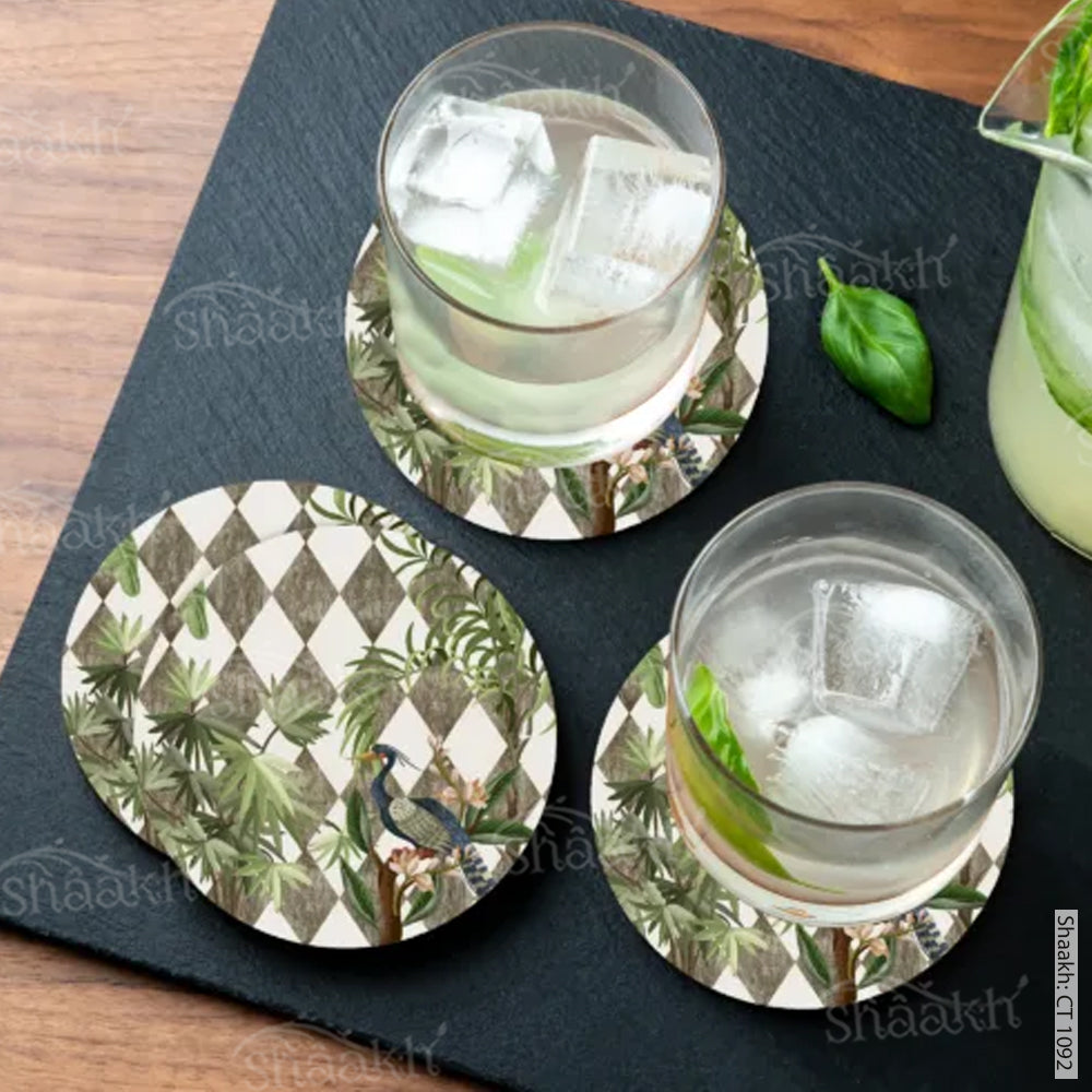 “Tropic Jungle on Geometrical Design ” Coasters | CT 1092