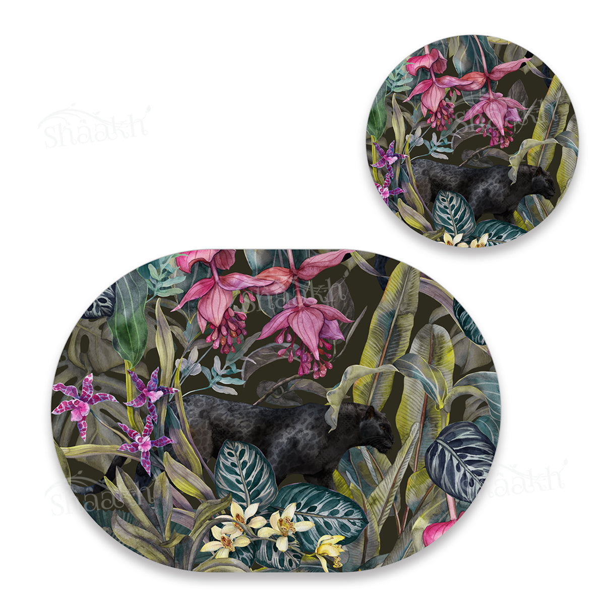 Dramatic Foliage Coordinated Set | TWC 098 (8 Mats, 4 Trivets)