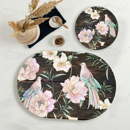 Exotic Birds & Flowers Coordinated Set | TWC 104 (8 Mats, 4 Trivets)