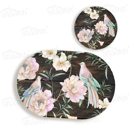 Exotic Birds & Flowers Coordinated Set | TWC 104 (8 Mats, 4 Trivets)