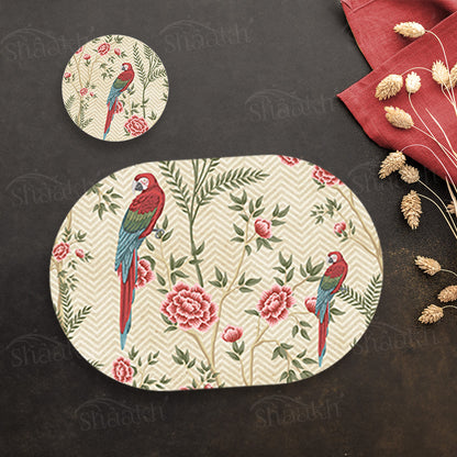 Exotic Chinoiserie Coordinated Set | TWC 084 (8 Mats, 4 Trivets)