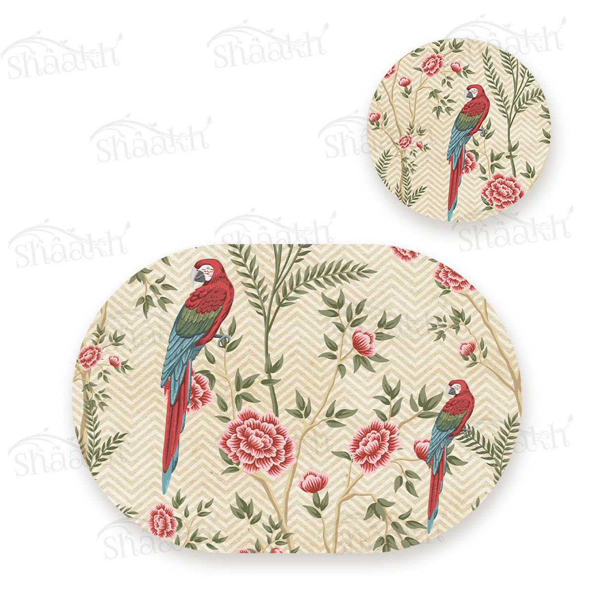 Exotic Chinoiserie Coordinated Set | TWC 084 (8 Mats, 4 Trivets)