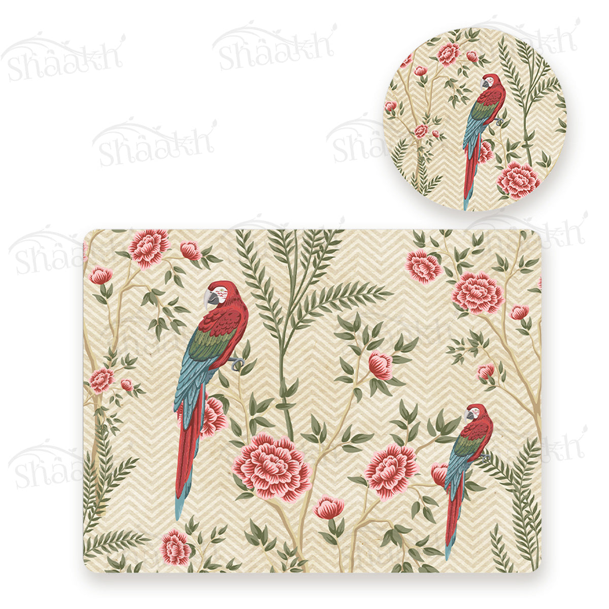 Exotic Chinoiserie Coordinated Set | TWC 084 (8 Mats, 4 Trivets)