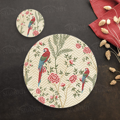 Exotic Chinoiserie Coordinated Set | TWC 084 (8 Mats, 4 Trivets)