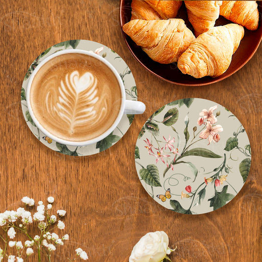 Exotic tropical orchids and green leaves Coasters | CT 1104