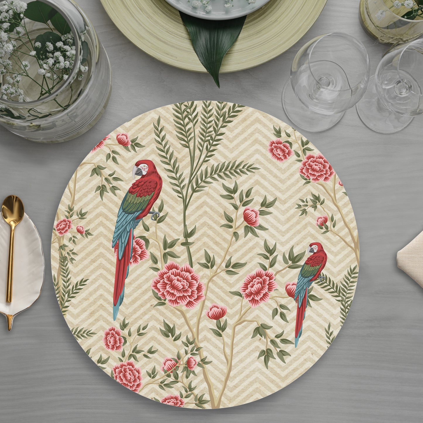 Exotic Chinoiserie Table mats — table mat set by Shaakh, handcrafted in India