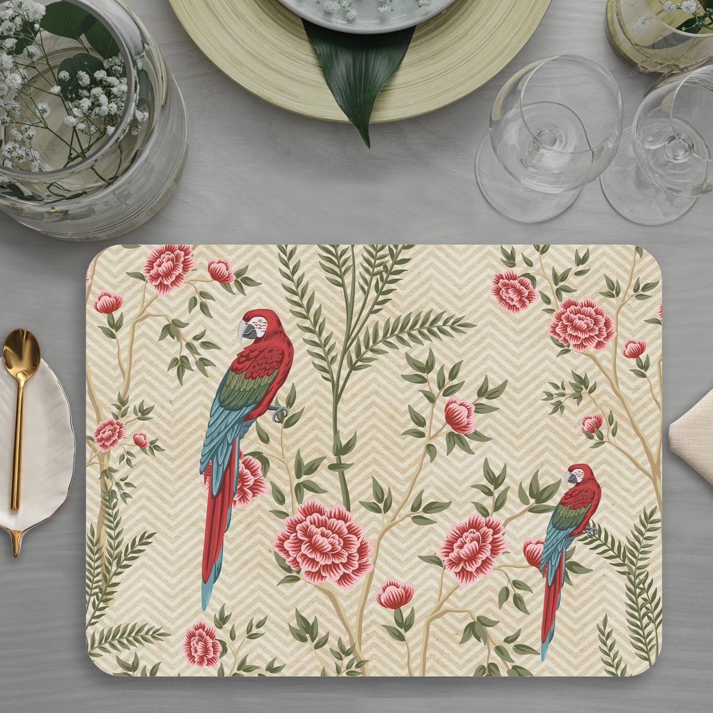 Exotic Chinoiserie Table mats — table mat set by Shaakh, handcrafted in India