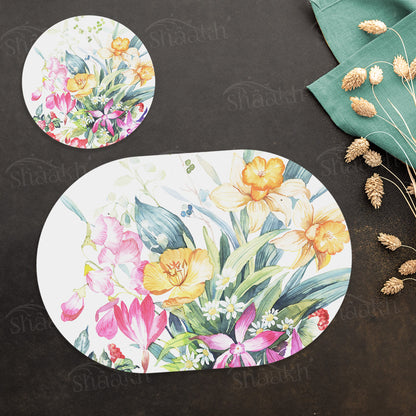 Floral Melody Coordinated Set | TWC 099 (8 Mats, 4 Trivets)