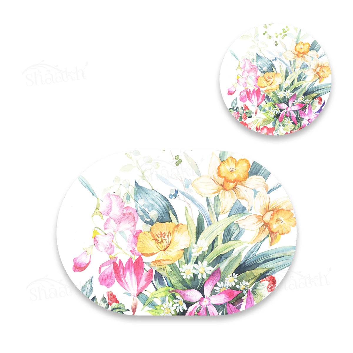 Floral Melody Coordinated Set | TWC 099 (8 Mats, 4 Trivets)