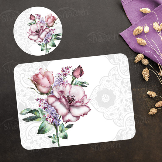 Flower in Pastel Coordinated Set | TWC 087 (8 Mats, 4 Trivets)