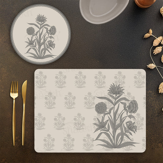 Firdaus (Ashen Linen) Coordinated Set | TWC 115 (8 Mats, 4 Trivets)