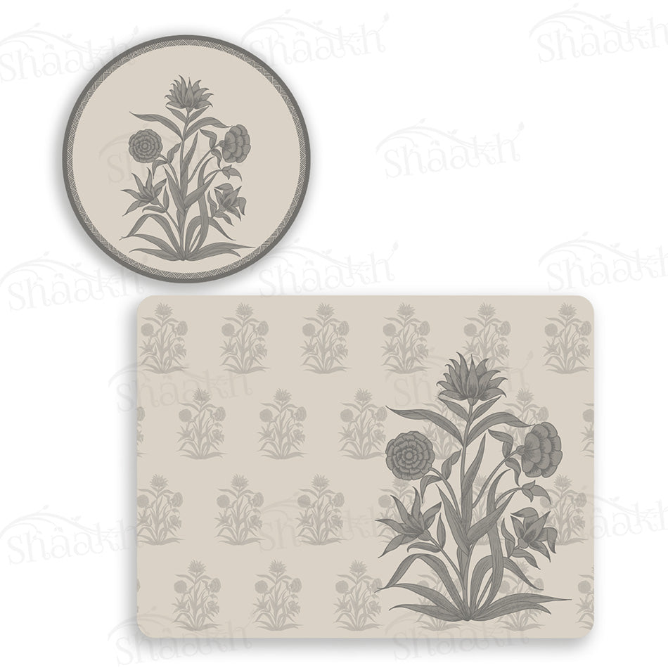 Firdaus (Ashen Linen) Coordinated Set | TWC 115 (8 Mats, 4 Trivets)