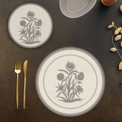 Firdaus (Ashen Linen) Coordinated Set | TWC 115 (8 Mats, 4 Trivets)