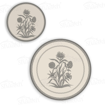 Firdaus (Ashen Linen) Coordinated Set | TWC 115 (8 Mats, 4 Trivets)