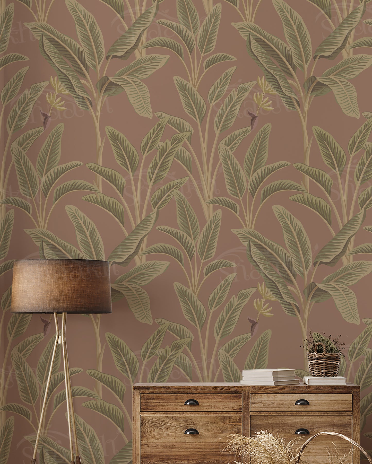 Cascading Palms — abstract design wallpaper by Shaakh, handcrafted in India