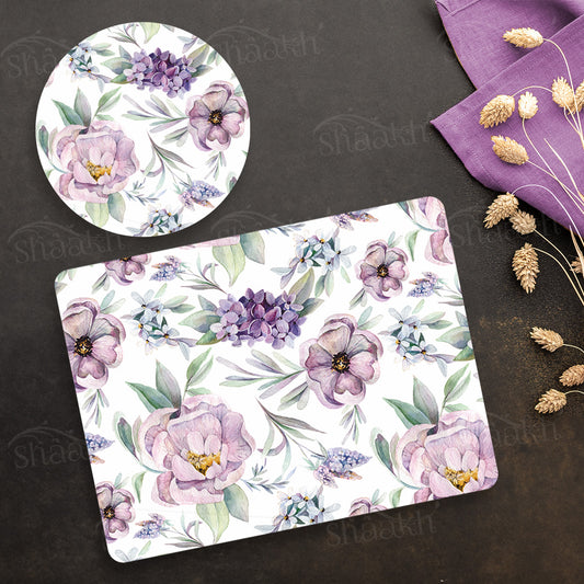 Lavender Florals Coordinated Set | TWC 088 (8 Mats, 4 Trivets)