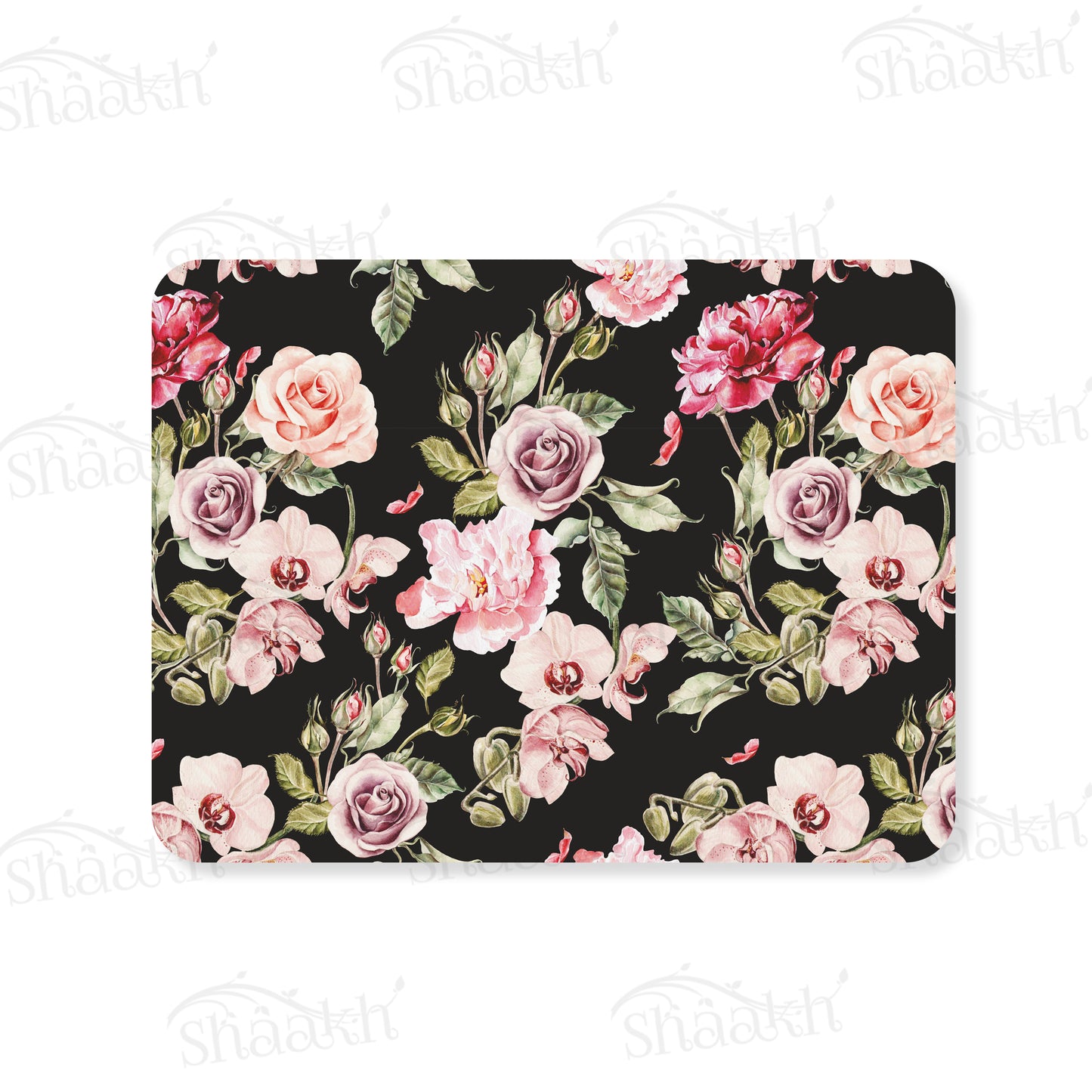 Orchid, Roses and Peony flowers Table Mat — table mat set by Shaakh, handcrafted in India