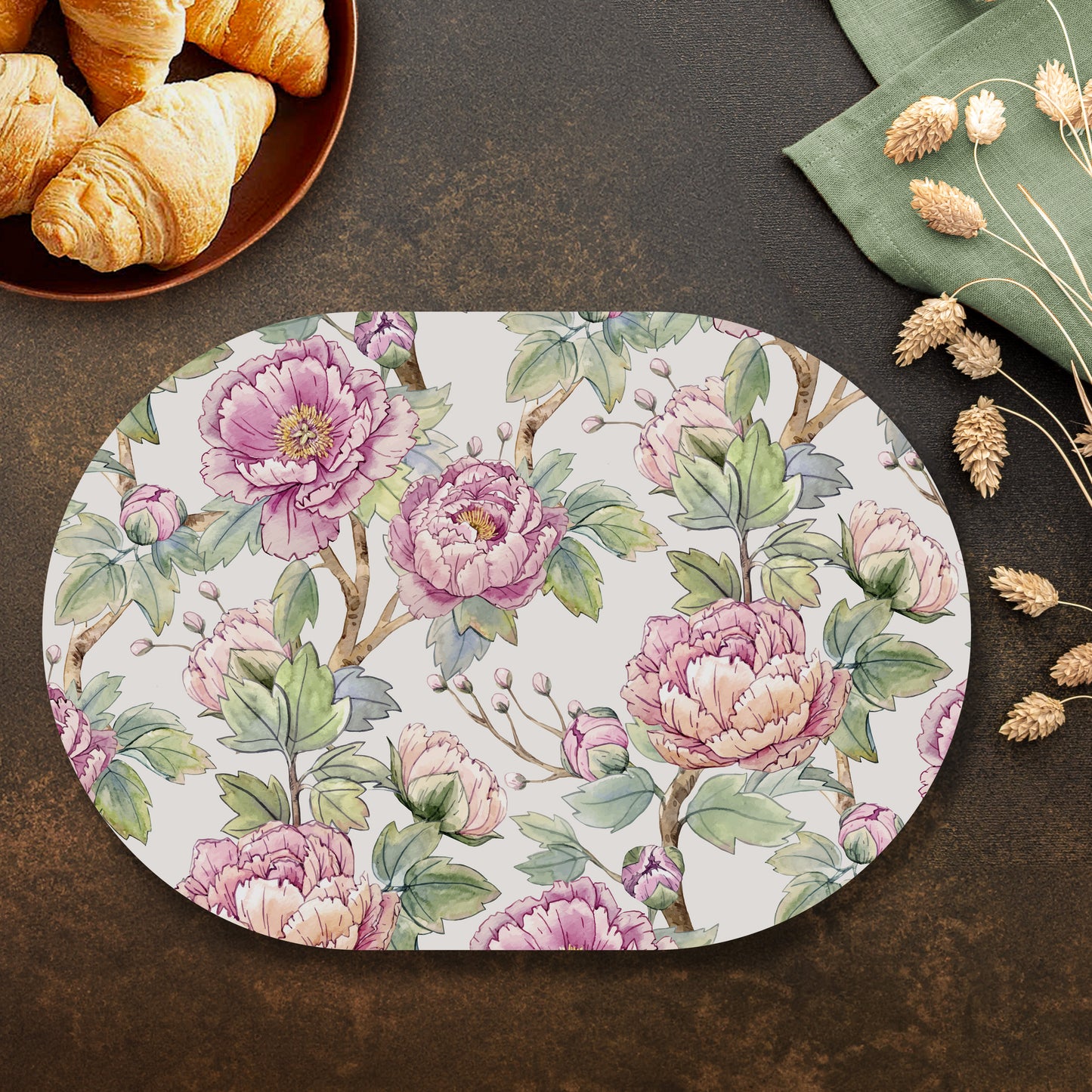 Oriental Peonies Tablemats — table mat set by Shaakh, handcrafted in India