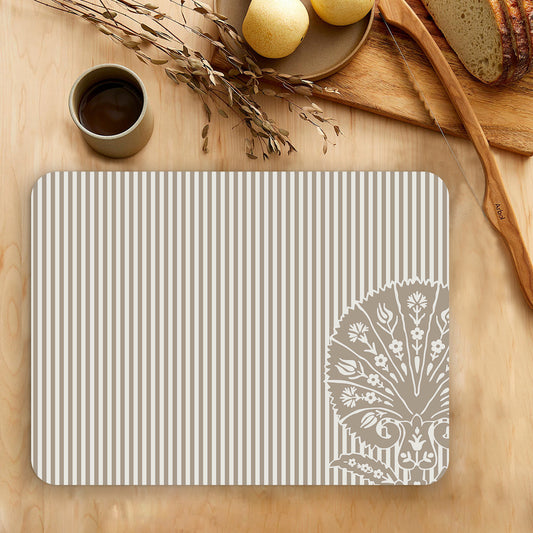 Ottoman Flower (Striped) Table Mats — botanical design table mat set by Shaakh, handcrafted in India