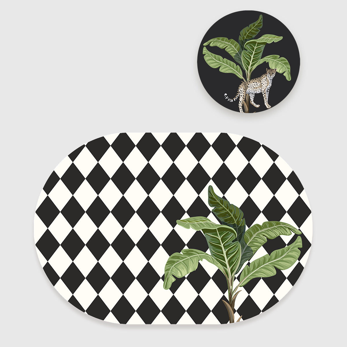 "Alone Palm" Coordinated Set | TWC 108 (8 Mats, 4 Trivets)