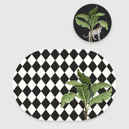 "Alone Palm" Coordinated Set | TWC 108 (8 Mats, 4 Trivets)