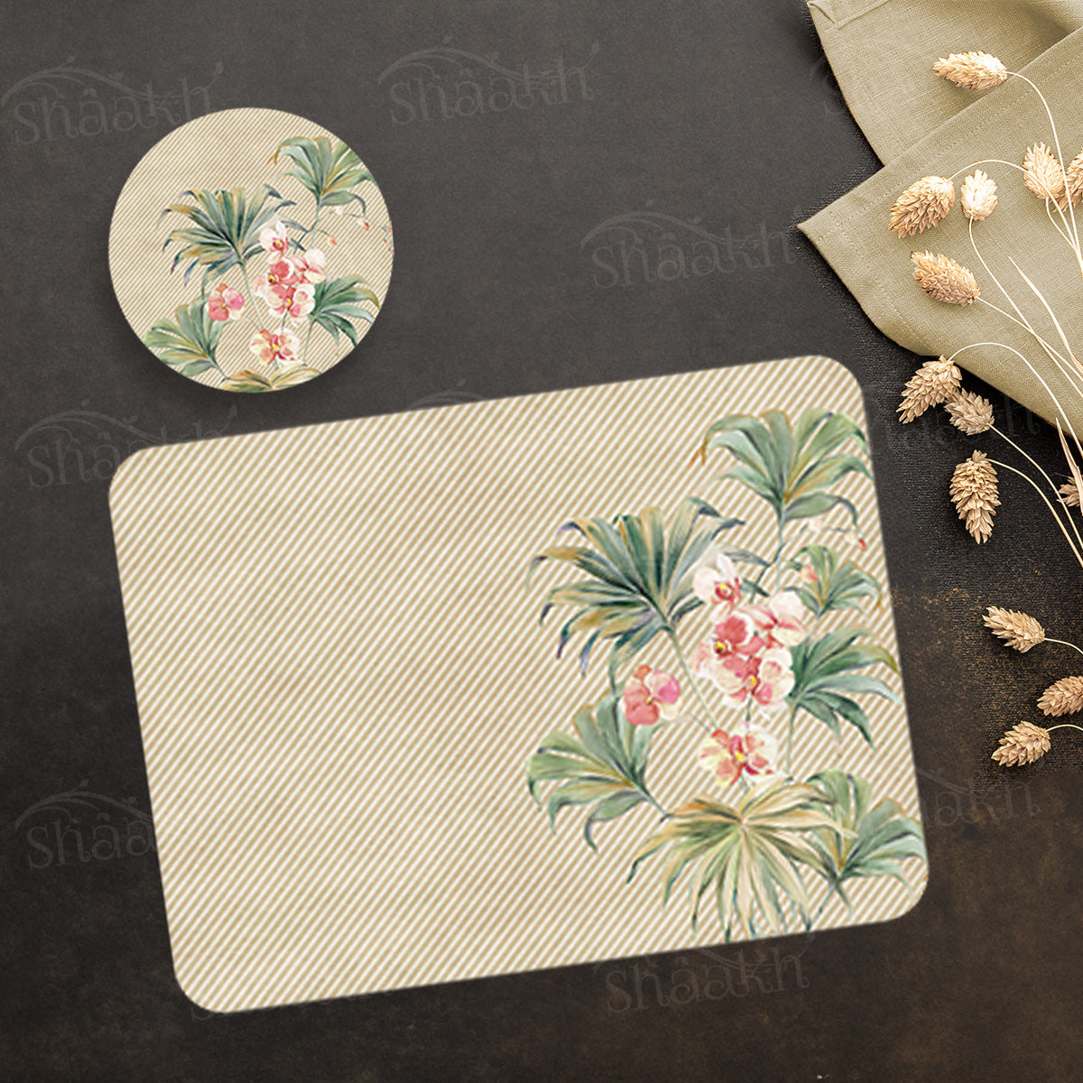 Pastel Orchids Coordinated Set | TWC 089 (8 Mats, 4 Trivets)