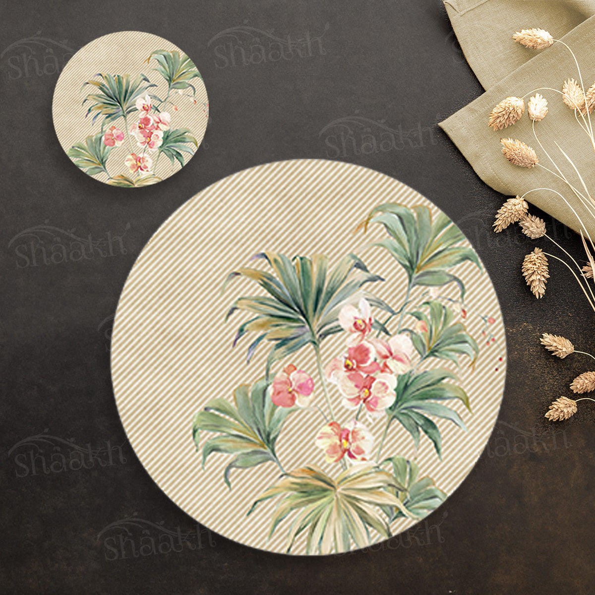 Pastel Orchids Coordinated Set | TWC 089 (8 Mats, 4 Trivets)