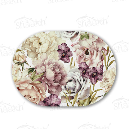 Peach and wine floral Table Mat — botanical design table mat set by Shaakh, handcrafted in India