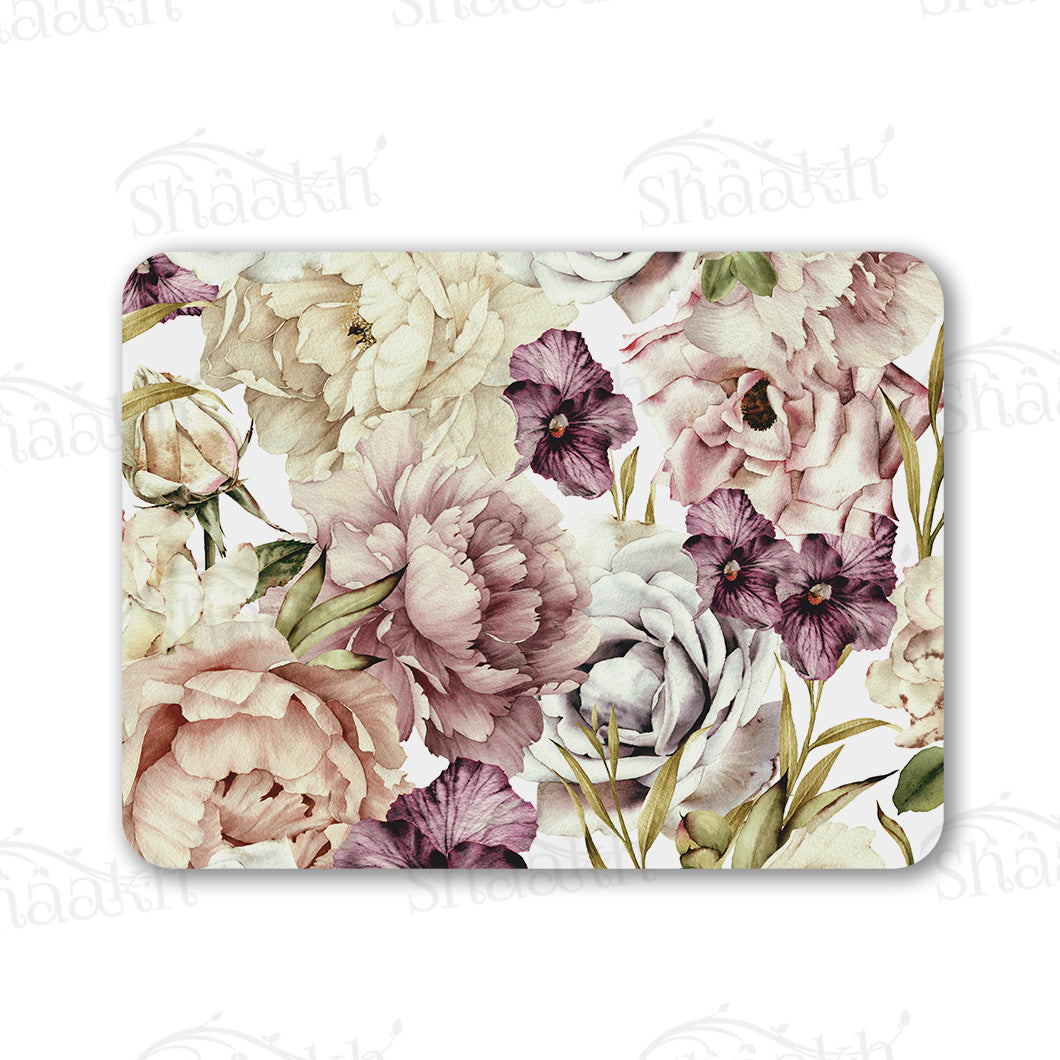 Peach and wine floral Table Mat — botanical design table mat set by Shaakh, handcrafted in India