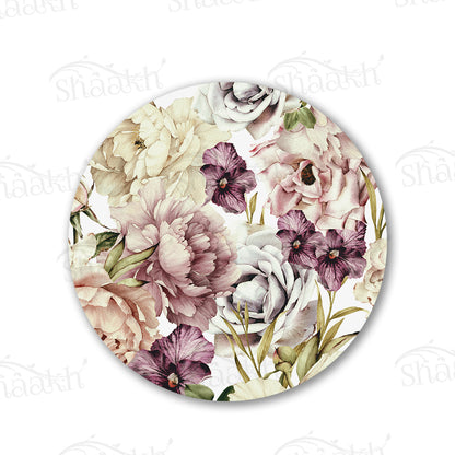 Peach and wine floral Table Mat — botanical design table mat set by Shaakh, handcrafted in India