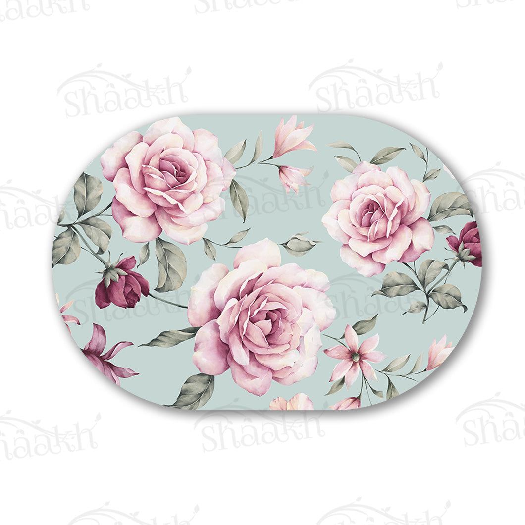 Pale pink roses Table Mat — table mat set by Shaakh, handcrafted in India