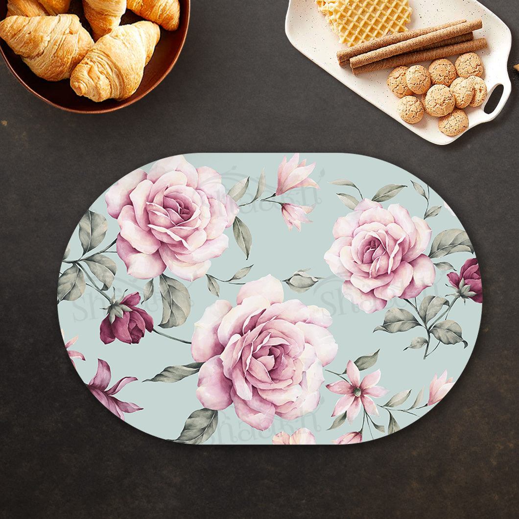 Pale pink roses Table Mat — table mat set by Shaakh, handcrafted in India