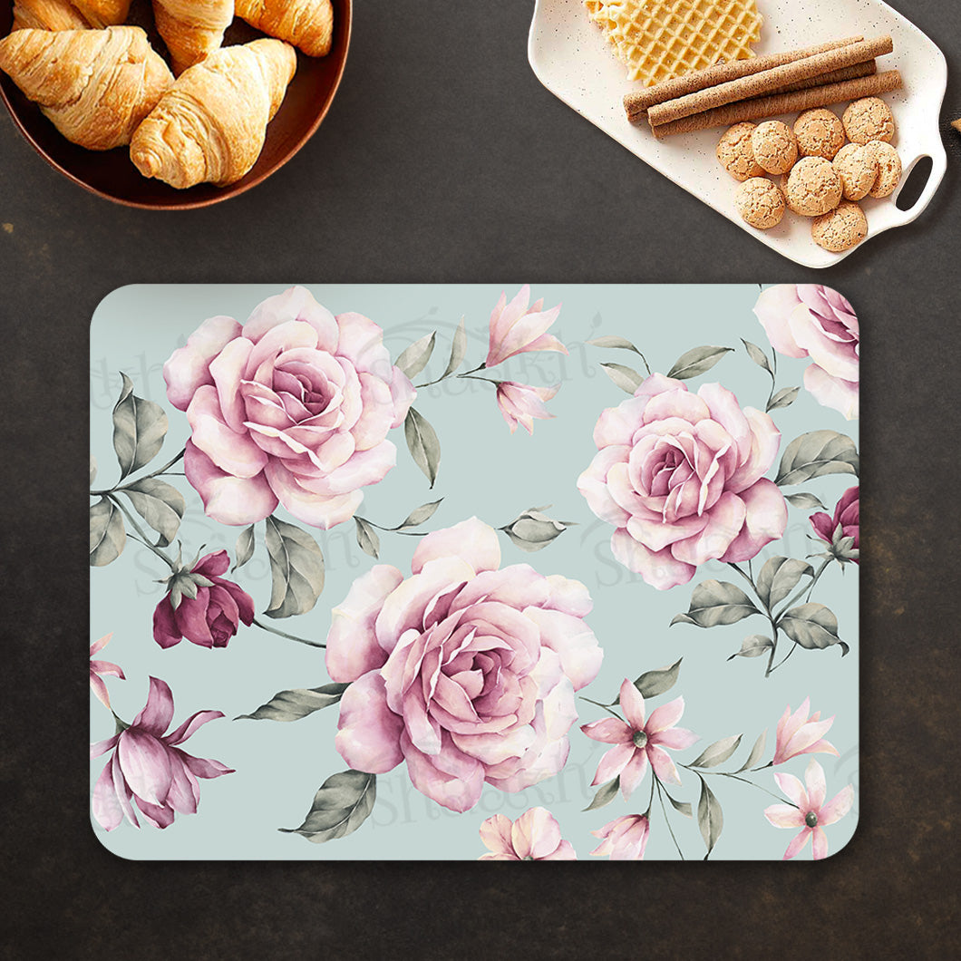Pale pink roses Table Mat — table mat set by Shaakh, handcrafted in India