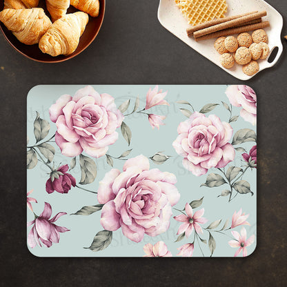Pale pink roses Table Mat — table mat set by Shaakh, handcrafted in India