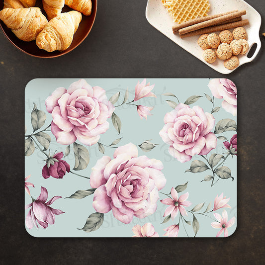 Pale pink roses Table Mat — table mat set by Shaakh, handcrafted in India